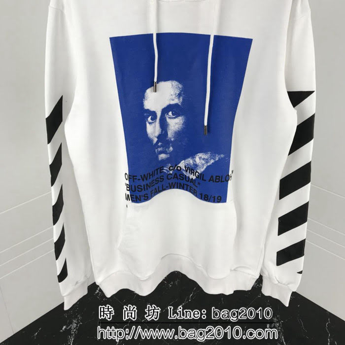 OFF-white18ss秋冬新款 貝爾尼尼人像印花 純棉衛衣 情侶款 ydi1262